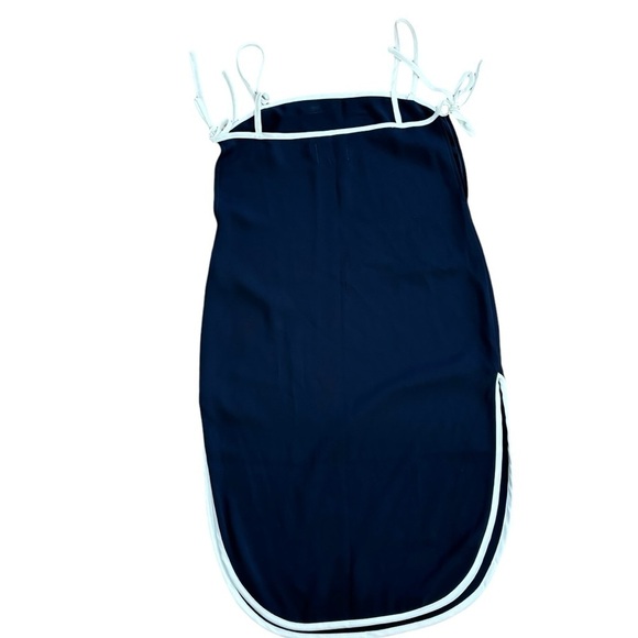 Solid & Striped Disco Slip Dress Women’s Medium Navy White Bows Summer Midi - Picture 6 of 14